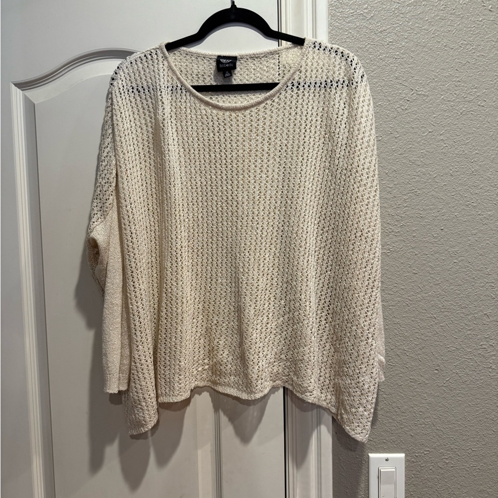 Bobeau open knit lightweight dolman sleeve sweater in oatmeal